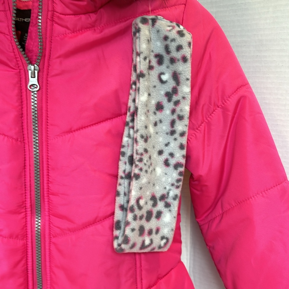 Weathertamer Girls Fuchsia Puffer Jacket with Faux Fur Size 7/8 - Picture 2 of 6